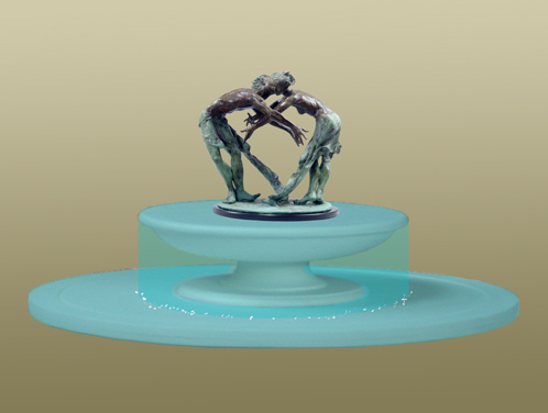 - First Kiss Fountain - Bronze sculpture by Barry Johnston