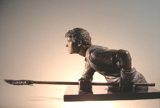Lacrosse Player - Bronze sculpture by Barry Johnston