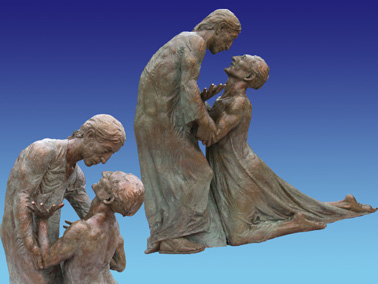 Good Sameritan - Bronze sculpture by Barry Johnston